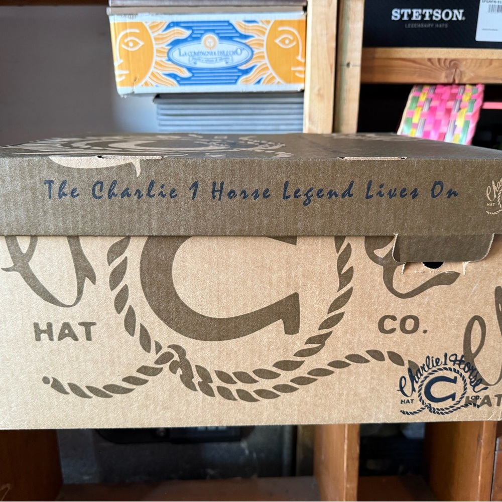 Charlie 1 Horse Hat Co. Storage BOX- Western Cowboy Hat Box Rope Lariat Print - Picture 3 of 5